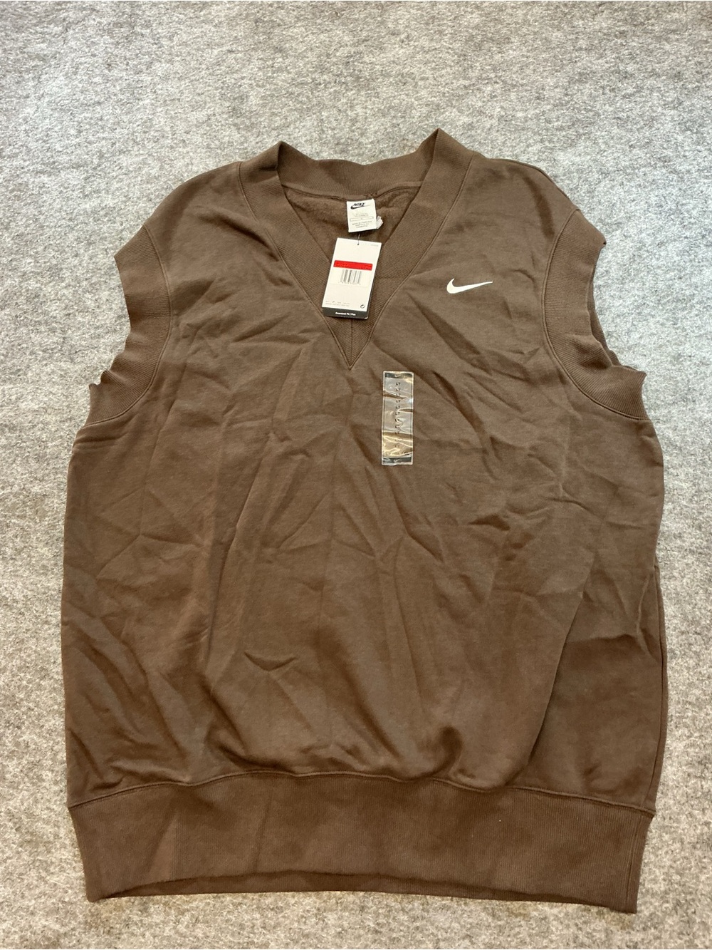 Nike Sleeveless V-Neck Sweatshirt Vest in Brown Size L-T - Picture 1 of 4